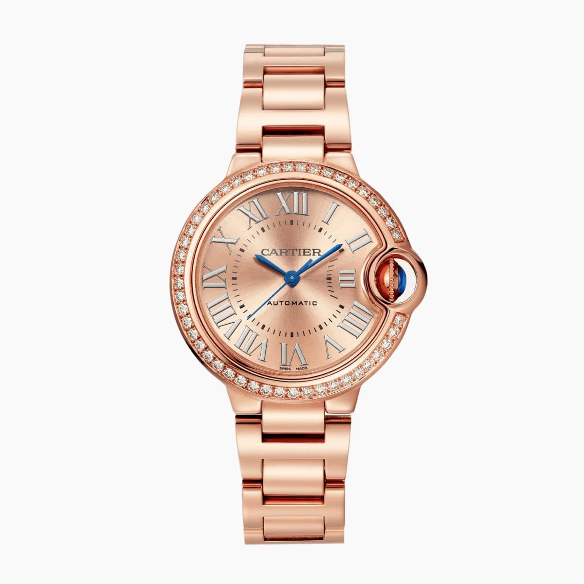Ballon Bleu de Cartier Rose Gold Diamond Pink Dial 33mm