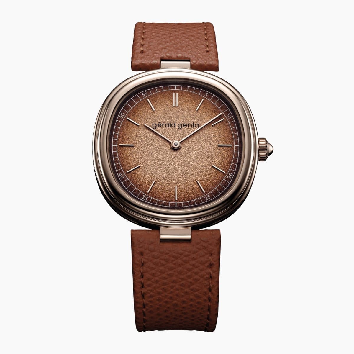 Gerald Genta Geneva Time Only "Marrone" Rose Gold Brass Dial 38mm