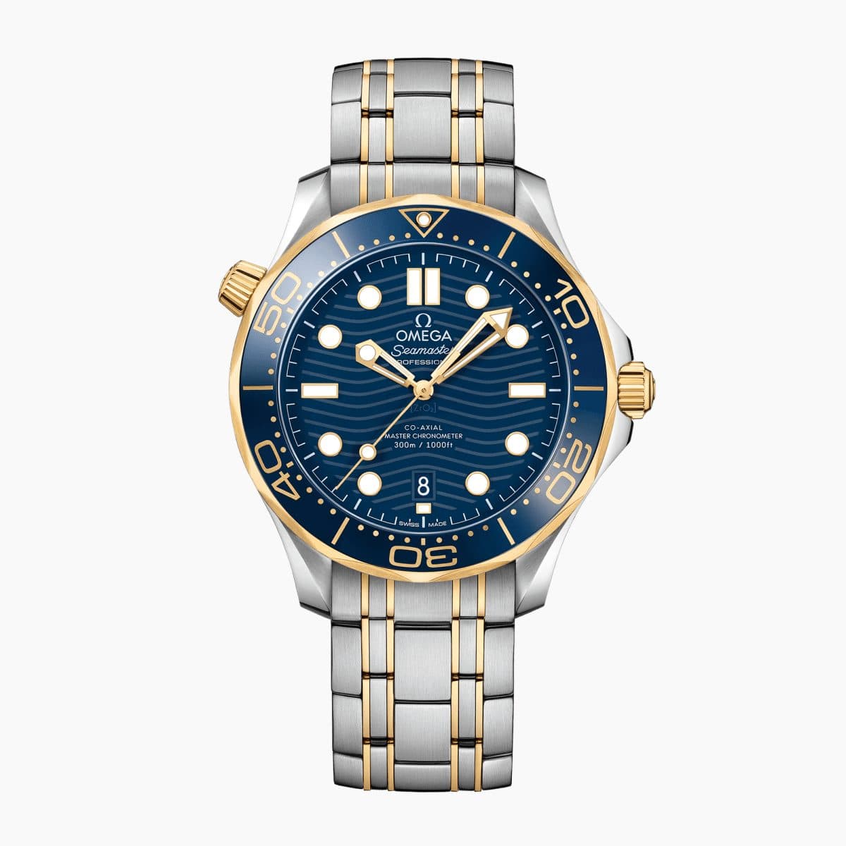 Omega Seamaster Diver 300m Yellow Gold & Steel Blue Dial 42mm