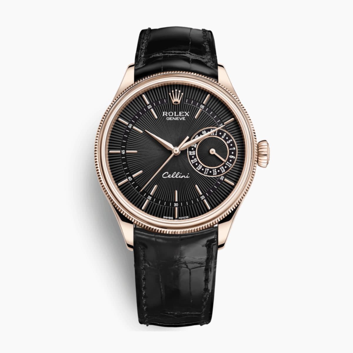 Rolex Cellini Date Rose Gold Black Dial 39mm