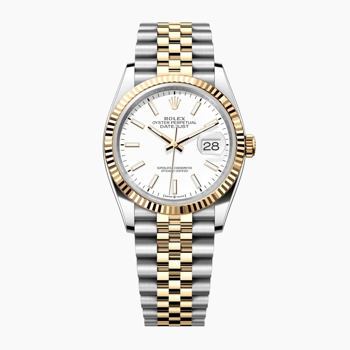 Rolex Datejust Yellow Gold & Steel Jubilee White Dial 36mm