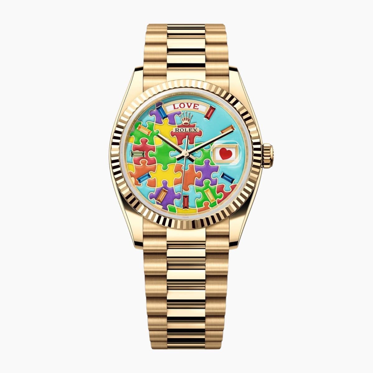 Rolex Day-Date Yellow Gold Multi-Color Puzzle Dial 36mm