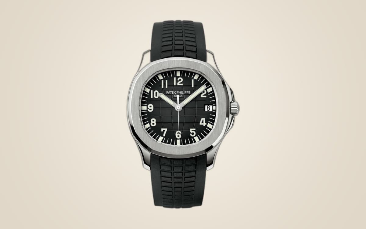 Patek Philippe Aquanaut 5167A in steel on a black rubber strap